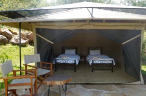 Furnished safari tent twin Migombani Camp